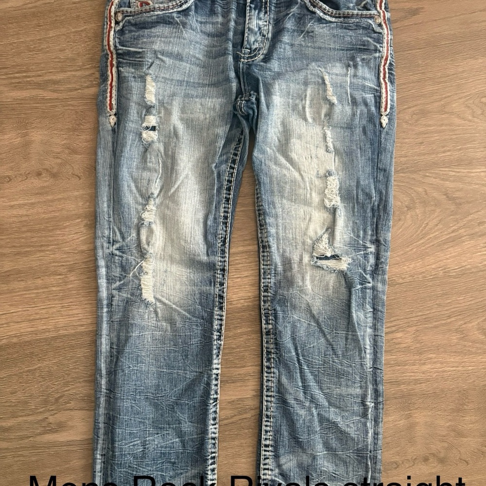 Men's Distressed Blue Jeans